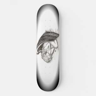 A sleeping Angel , black and white Skateboard Deck
