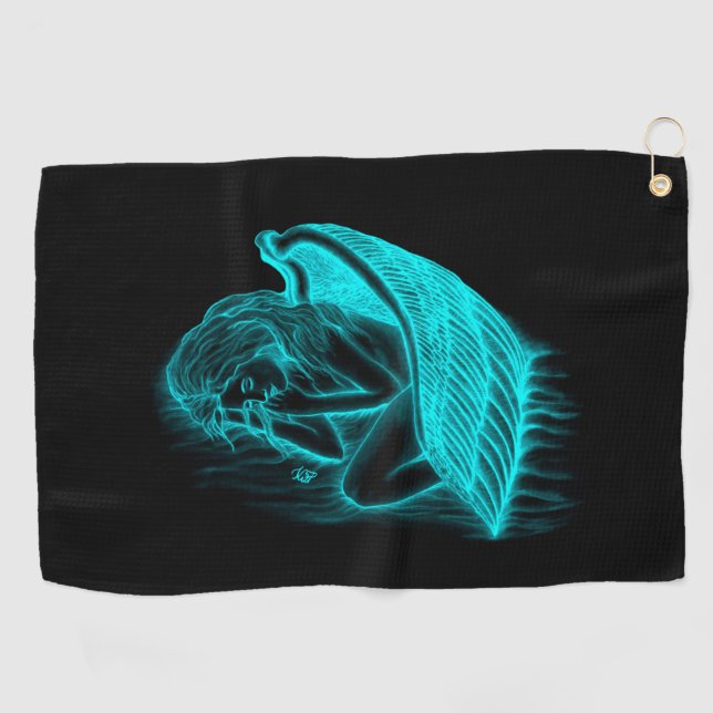 A sleeping Angel Golf Towel (Horizontal)