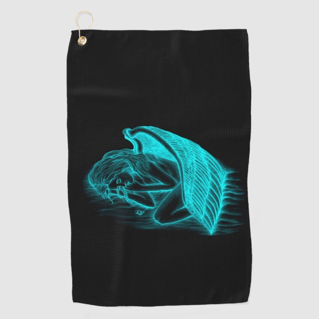 A sleeping Angel Golf Towel (Front)