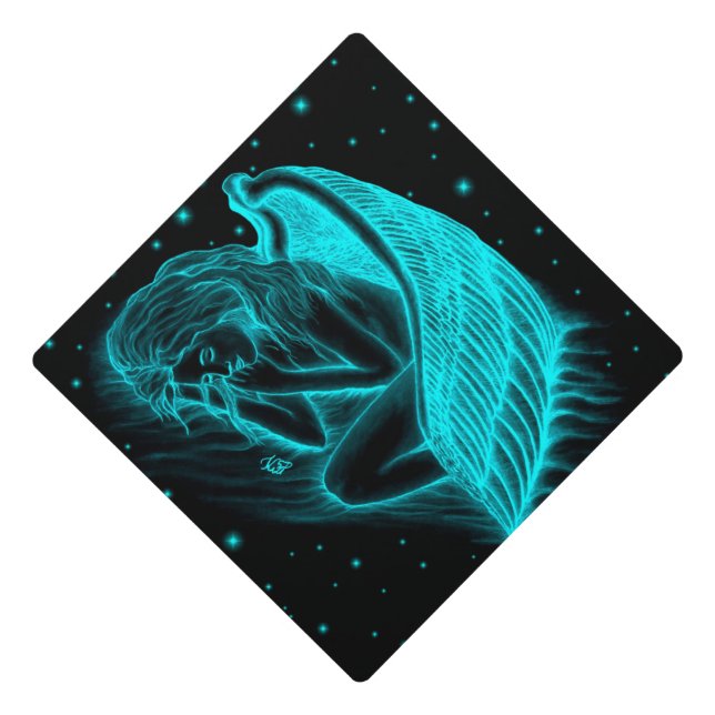 A sleeping Angel Graduation Cap Topper (Front)