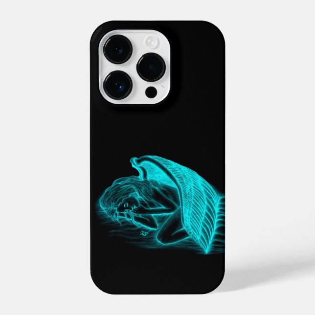 A sleeping Angel in black and green Design iPhone Case (Back)