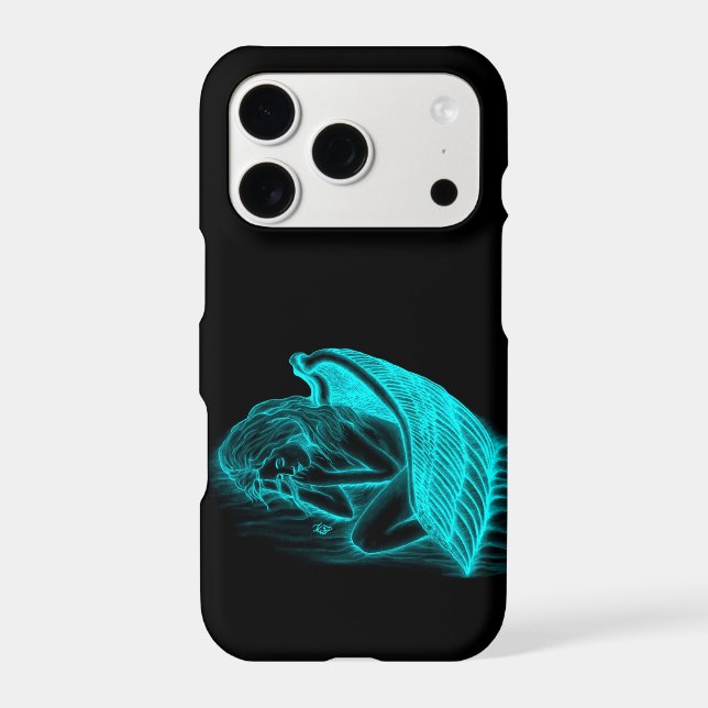 A sleeping Angel in black and green Design iPhone Case (Back)
