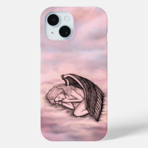 A sleeping Angel on the heavens clouds iPhone 15 Case