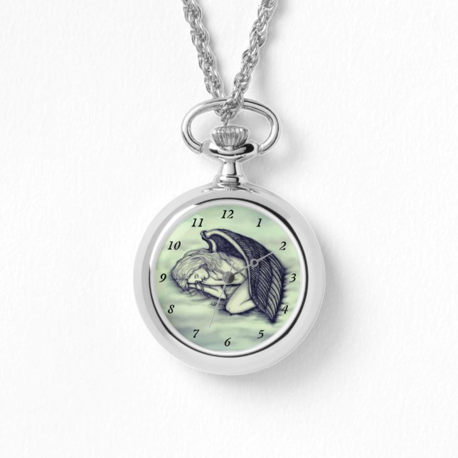 A sleeping Angel on the heavens clouds in green Watch (Front)