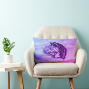 A sleeping Angel on the heavens clouds Lumbar Pillow