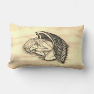 A sleeping Angel on the heavens clouds Lumbar Pillow