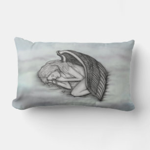 A sleeping Angel on the heavens clouds Lumbar Pillow