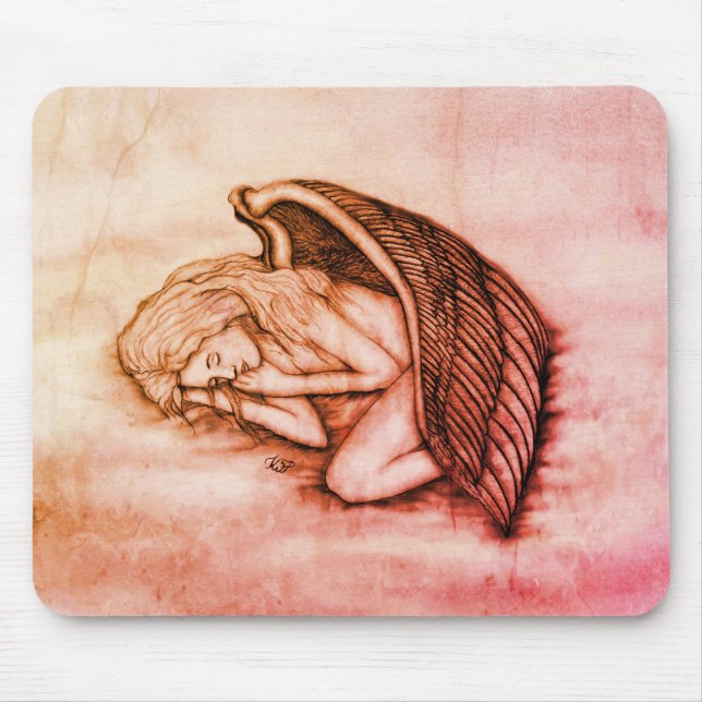 A sleeping Angel on the heavens clouds Mouse Pad (Front)