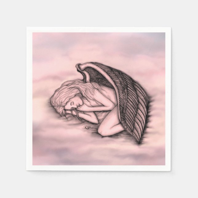 A sleeping Angel on the heavens clouds Napkins (Front)