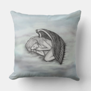 A sleeping Angel on the heavens clouds Outdoor Pillow