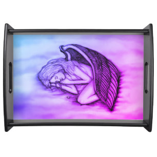 A sleeping Angel on the heavens clouds Serving Tray