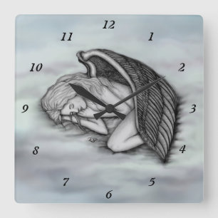 A sleeping Angel on the heavens clouds Square Wall Clock