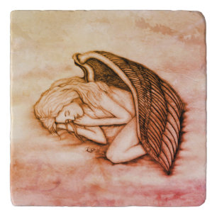 A sleeping Angel on the heavens clouds Trivet