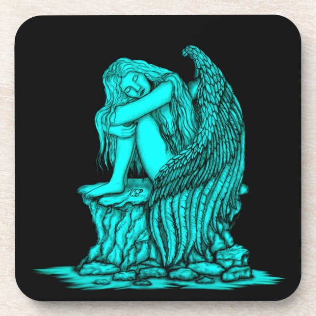 A sleeping Angel on the Stone Beverage Coaster (Front)