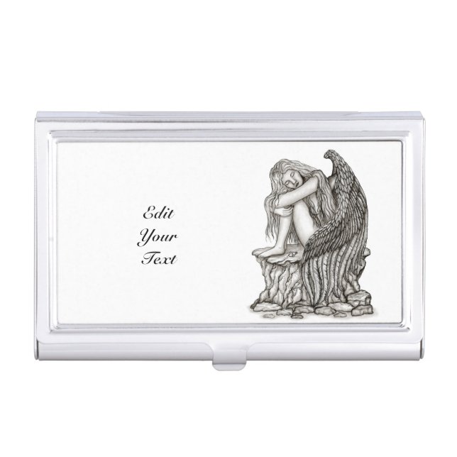 A sleeping Angel on the Stone Business Card Case (Front)
