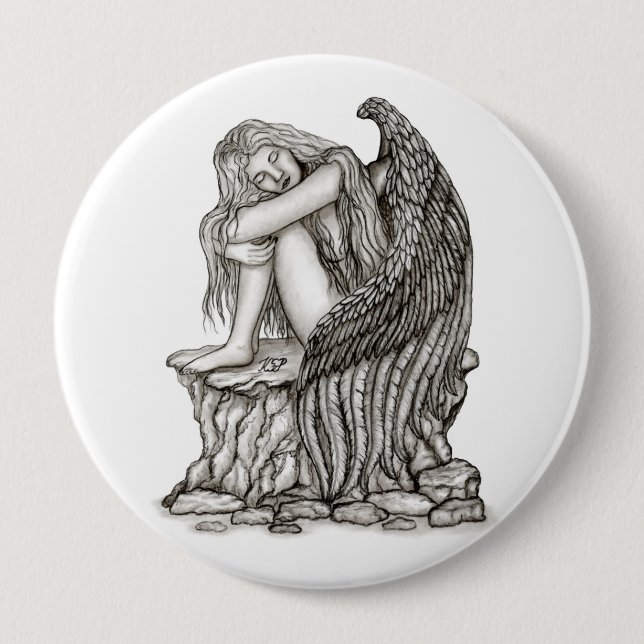 A sleeping Angel on the Stone Button (Front)