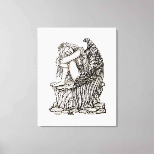 A sleeping Angel on the Stone Canvas Print (Front)