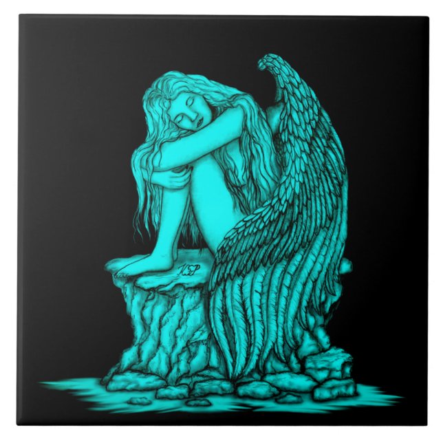 A sleeping Angel on the Stone Ceramic Tile (Front)