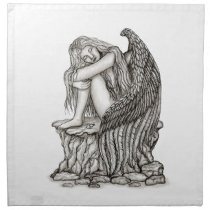 A sleeping Angel on the Stone Cloth Napkin