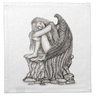 A sleeping Angel on the Stone Cloth Napkin