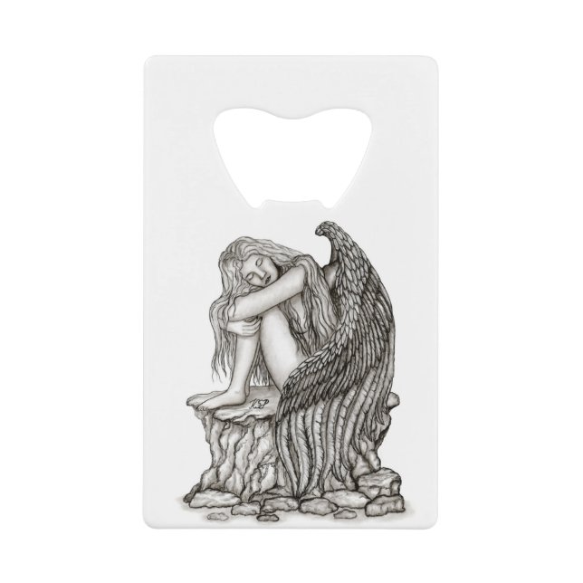 A sleeping Angel on the Stone Credit Card Bottle Opener (Front)