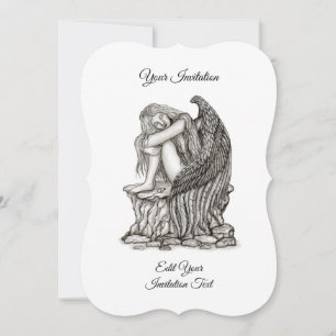 A sleeping Angel on the Stone Invitation