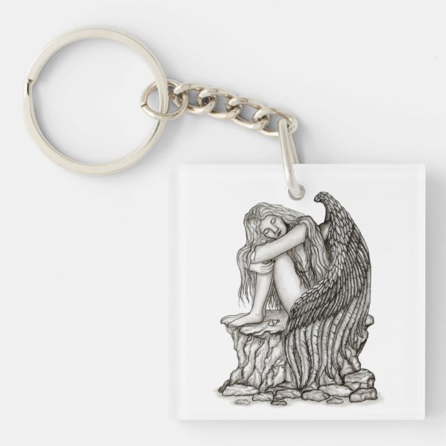 A sleeping Angel on the Stone Keychain (Front)