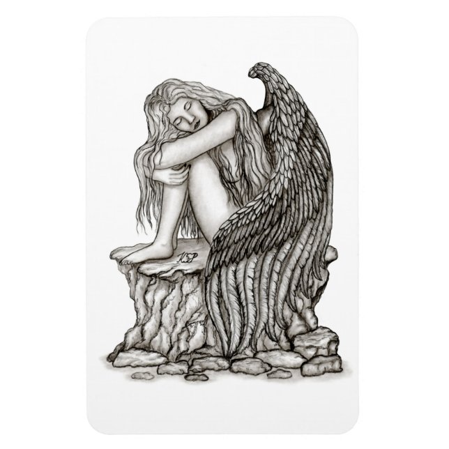 A sleeping Angel on the Stone Magnet (Vertical)