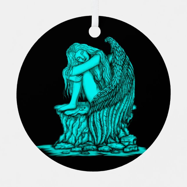 A sleeping Angel on the Stone Metal Ornament (Front)