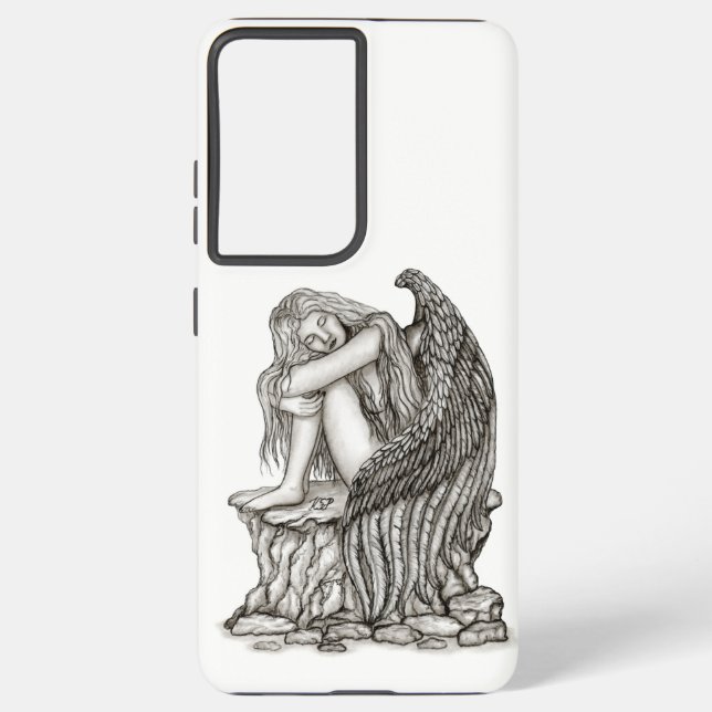 A sleeping Angel on the Stone Samsung Galaxy Case (Back)