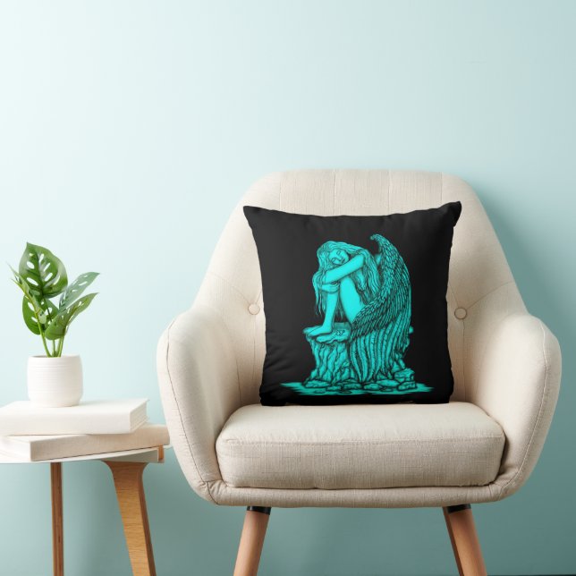 A sleeping Angel on the Stone Throw Pillow (Chair)