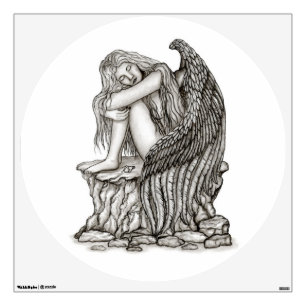 A sleeping Angel on the Stone Wall Decal