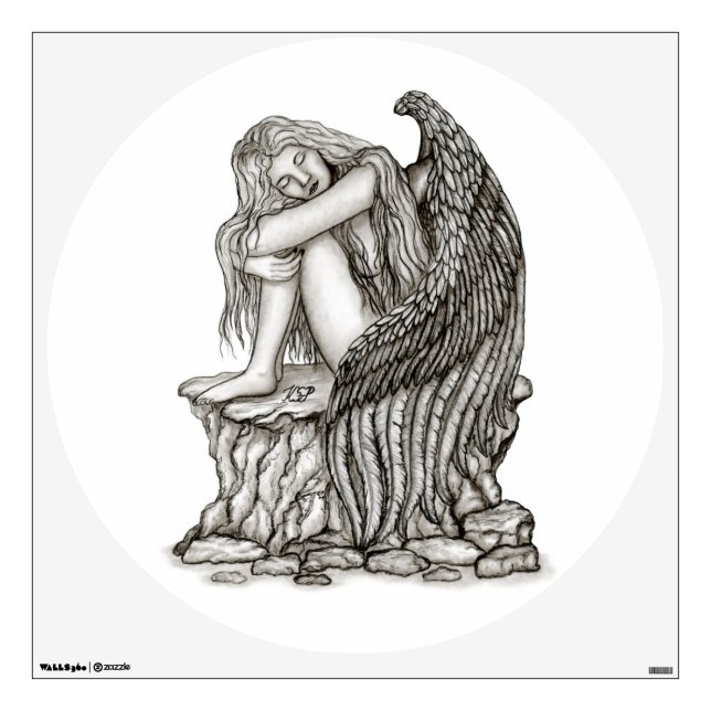 A sleeping Angel on the Stone Wall Decal (Front)
