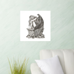 A sleeping Angel on the Stone Wall Decal