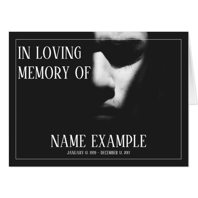 A sleeping face in half shadow card (Front Horizontal)