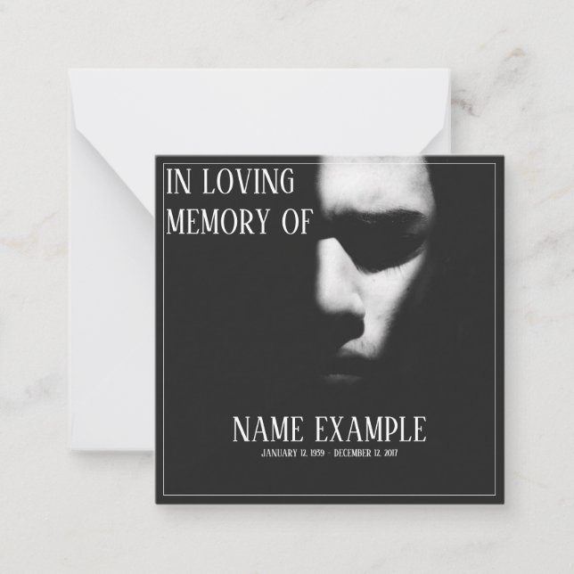 A sleeping face in half shadow note card (Front)