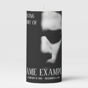 A sleeping face in half shadow pillar candle