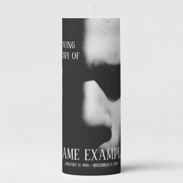 A sleeping face in half shadow pillar candle (Front)