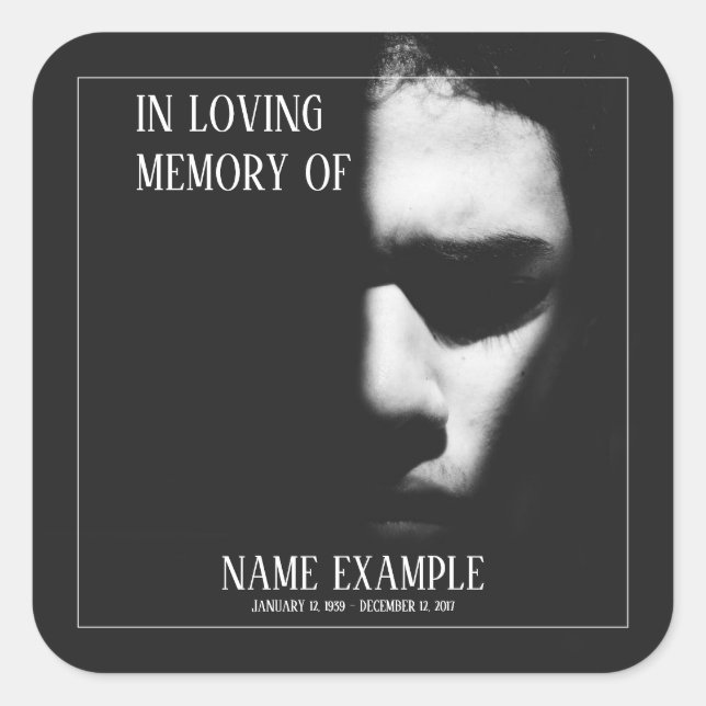 A sleeping face in half shadow square sticker (Front)