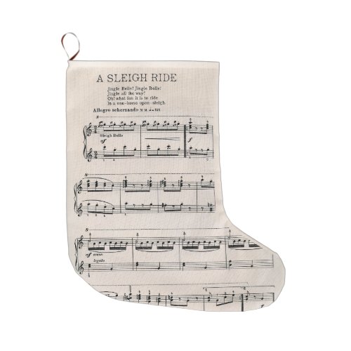 A Sleigh Ride Vintage Version Jingle Bells Music  Large Christmas Stocking