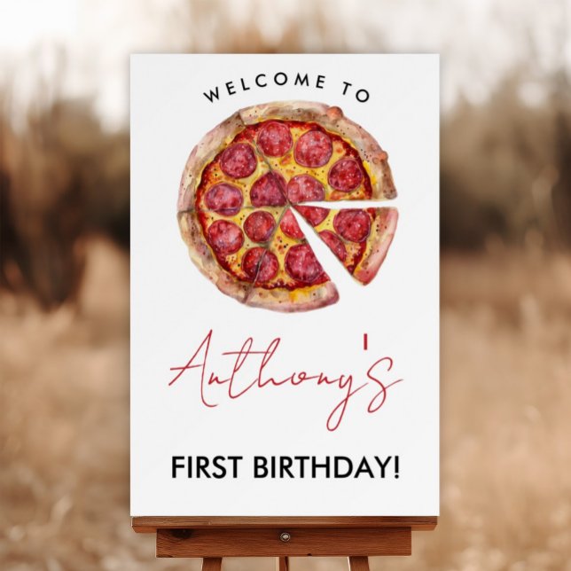 A Slice of Fun 1st Birthday Pizza Welcome Sign (Creator Uploaded)