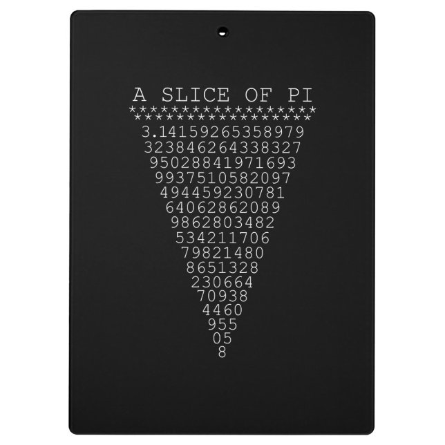 A Slice of Pi Digits Clipboard (Back)