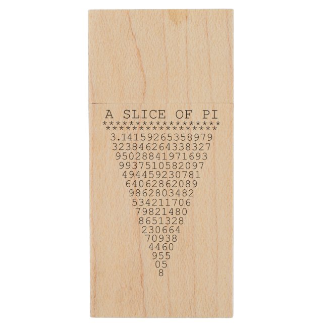 A Slice of Pi Triangle Wood Flash Drive (Front Vertical)