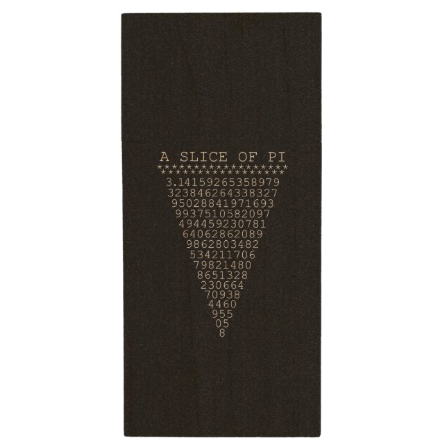 A Slice of Pi Triangle Wood USB Flash Drive (Front Vertical)