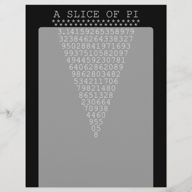A Slice of Pi Typography (Front)