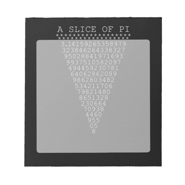 A Slice of Pi Typography Notepad (Front)