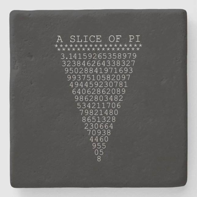 A Slice of Pi Typography Stone Coaster (Front)