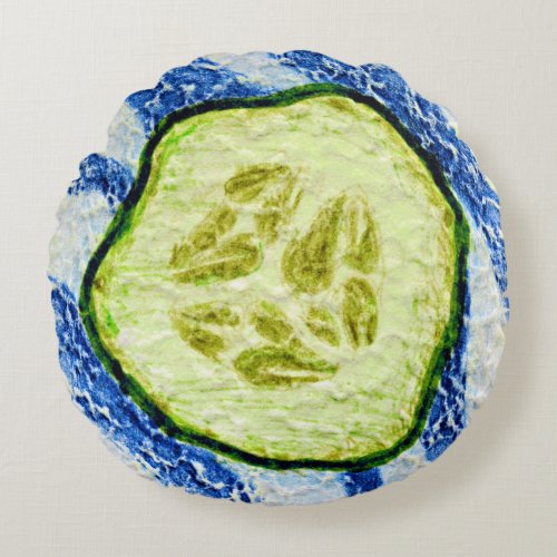 A Slice of Summer Cucumber Gherkin Round Pillow