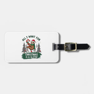 A Sloth For Christmas. Cute, Christmas Sloth With Luggage Tag