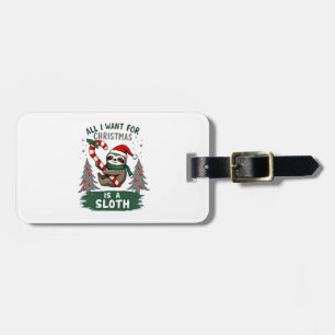 A Sloth For Christmas. Cute, Christmas Sloth With Luggage Tag